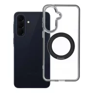   Samsung Galaxy A57 tok, gyűrűs kitámasztóval, kameravédő peremmel, MagSafe, átlátszó-fekete
