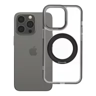  Apple iPhone 13 Pro tok, gyűrűs kitámasztóval, kameravédő peremmel, MagSafe, átlátszó-fekete