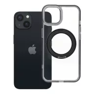   Apple iPhone 13 tok, gyűrűs kitámasztóval, kameravédő peremmel, MagSafe, átlátszó-fekete