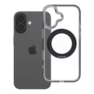   Apple iPhone 17 tok, gyűrűs kitámasztóval, kameravédő peremmel, MagSafe, átlátszó-fekete