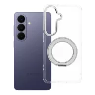   Samsung Galaxy S26 tok, gyűrűs kitámasztóval, kameravédő peremmel, MagSafe, átlátszó-fehér