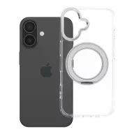   Apple iPhone 16 tok, gyűrűs kitámasztóval, kameravédő peremmel, MagSafe, átlátszó-fekete