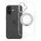 Apple iPhone 16 tok, gyűrűs kitámasztóval, kameravédő peremmel, MagSafe, átlátszó-fekete