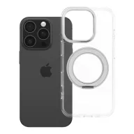   Apple iPhone 16 Pro tok, gyűrűs kitámasztóval, kameravédő peremmel, MagSafe, átlátszó-fekete