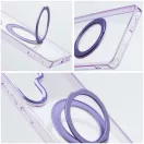 Samsung Galaxy S26 tok, gyűrűs kitámasztóval, kameravédő peremmel, MagSafe, átlátszó-lila