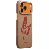   Pitaka Edge Apple iPhone 18 Pro / 17 Pro hátlap tok, MagSafe, Aramid, arany-piros (Horse Painting)