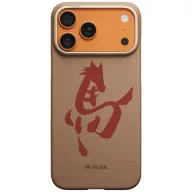   Pitaka Edge Apple iPhone 18 Pro Max / 17 Pro Max hátlap tok, MagSafe, Aramid, arany-piros (Horse Painting)