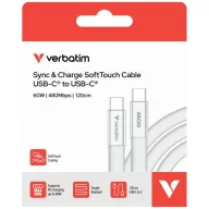   Verbatim SoftTouch USB-C-USB-C töltő- és adatkábel, 60W, PD3.0, 1,2m, szürke