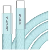   Verbatim SoftTouch USB-C-USB-C töltő- és adatkábel, 100W, PD3.0, 1,2m, kék