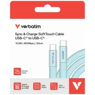   Verbatim SoftTouch USB-C-USB-C töltő- és adatkábel, 100W, PD3.0, 1,2m, kék