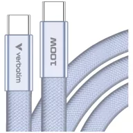   Verbatim SoftTouch USB-C-USB-C töltő- és adatkábel, 100W, PD3.0, 1,2m, lila