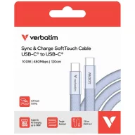   Verbatim SoftTouch USB-C-USB-C töltő- és adatkábel, 100W, PD3.0, 1,2m, lila