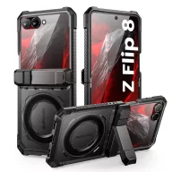   Supcase UB Grip Mag Samsung Galaxy Z Flip 8 ütésálló tok, kijelző védelemmel, kitámasztóval, Magsafe, fekete