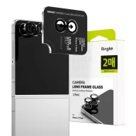   Ringke Samsung Galaxy Z Flip 8 tempered glass kamera védő üvegfólia felhelyező kerettel, fekete (2db)