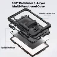   Tech-Protect Solid Samsung Galaxy Tab S11 tablet tok kitámasztóval, fekete