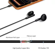  Tech-Protect UltraBoost G4 USB-C vezetékes fülhallgató hangerőszabályzóval, mikrofonnal, fekete