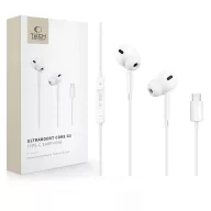   Tech-Protect UltraBoost G3 USB-C vezetékes fülhallgató hangerőszabályzóval, mikrofonnal, fehér