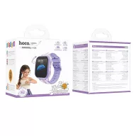   Hoco Y108 okosóra gyerekeknek hívásfogadó funkcióval, 1,69col, IPX7, Nano SIM, 4G, GPS, Wi-Fi, lila