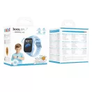Hoco Y108 okosóra gyerekeknek hívásfogadó funkcióval, 1,69col, IPX7, Nano SIM, 4G, GPS, Wi-Fi, kék