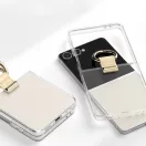 Samsung Galaxy Z Flip 8 tok gyűrűs tartóval, átlátszó-arany