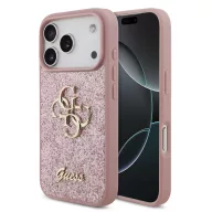   Guess PU Fixed Glitter 4G Metal Logo Apple iPhone 18 Pro hátlap tok, rózsaszín