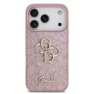   Guess PU Fixed Glitter 4G Metal Logo Apple iPhone 18 Pro hátlap tok, rózsaszín