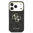 Guess PU Leather 4G Metal Logo Gold Frame Apple iPhone 18 Pro hátlap tok, fekete