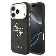   Guess PU Leather 4G Metal Logo Gold Frame Apple iPhone 18 Pro Max hátlap tok, fekete