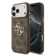   Guess PU Leather 4G Metal Logo Gold Frame Apple iPhone 18 Pro Max hátlap tok, barna