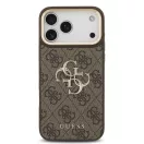 Guess PU Leather 4G Metal Logo Gold Frame Apple iPhone 18 Pro Max hátlap tok, barna