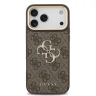  Guess PU Leather 4G Metal Logo Gold Frame Apple iPhone 18 Pro Max hátlap tok, barna