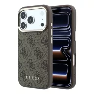   Guess PU Leather 4G Gold Frame Apple iPhone 18 Pro Max MagSafe hátlap tok, barna