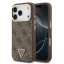 Guess PU Leather 4G Strass Triangle Logo Gold Frame Apple iPhone 18 Pro MagSafe hátlap tok, barna