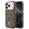 Guess PU Leather 4G Strass Triangle Logo Gold Frame Apple iPhone 18 Pro Max MagSafe hátlap tok, barna
