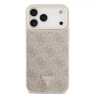   Guess PU Leather 4G Strass Triangle Logo Gold Frame Apple iPhone 18 Pro Max MagSafe hátlap tok, rózsaszín