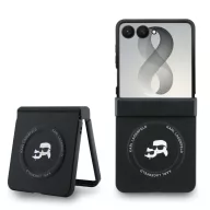   Karl Lagerfeld PU Karl and Choupette Heads Samsung Galaxy Z Flip 8 hátlap tok, MagSafe, fekete