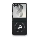 Karl Lagerfeld PU Karl and Choupette Heads Samsung Galaxy Z Flip 8 hátlap tok, MagSafe, fekete