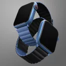 Uniq Revix Apple Watch 38/40/41mm mágneses szilikon szíj, állítható, kék-fekete (1-9/SE/SE2/SE3)
