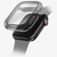   Uniq Garde Apple Watch 11/ Watch 10 42mm műanyag tok, kijelzővédő felülettel, fekete-átlátszó