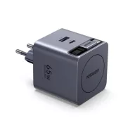   Ugreen X615 USB-C + USB-A hálózati töltő adapter USB-C kábellel, GaN, 65W, 3A, szürke