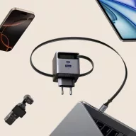   Ugreen X615 USB-C + USB-A hálózati töltő adapter USB-C kábellel, GaN, 65W, 3A, szürke