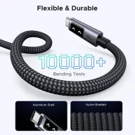   Ugreen Uno L509 USB-C-USB-C töltő- és adatkábel, fonott, 5A, PD, 100W, 2m, szürke