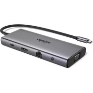   Ugreen CM639 hub adapter USB-C-2xUSB-A 3.2 + 3xUSB-C-1xHDMI- 1xVGA- 1xJack 3.5mm- 1xRJ45- 1xSD- 1xMircoSD, szürke