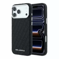   Karl Lagerfeld PU Grained Allover Semi Wrap Apple iPhone 18 Pro tok, MagSafe, fekete-ezüst