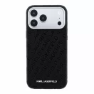 Karl Lagerfeld PU Grained Allover Semi Wrap Apple iPhone 18 Pro tok, MagSafe, fekete-ezüst