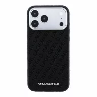   Karl Lagerfeld PU Grained Allover Semi Wrap Apple iPhone 18 Pro tok, MagSafe, fekete-ezüst