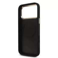  Guess PU Leather 4G Strass Triangle Logo Gold Frame Apple iPhone 18 Pro Max MagSafe hátlap tok, fekete