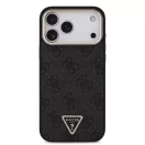 Guess PU Leather 4G Strass Triangle Logo Gold Frame Apple iPhone 18 Pro MagSafe hátlap tok, fekete