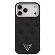   Guess PU Leather 4G Strass Triangle Logo Gold Frame Apple iPhone 18 Pro MagSafe hátlap tok, fekete