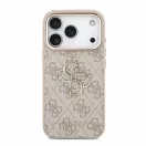 Guess PU 4G Metal Logo Strap Apple iPhone 18 Pro hátlap tok karpánttal, rózsaszín